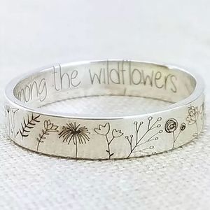 Women's 925 sterling silver vintage look wild flowers Tom Petty band nature ring
